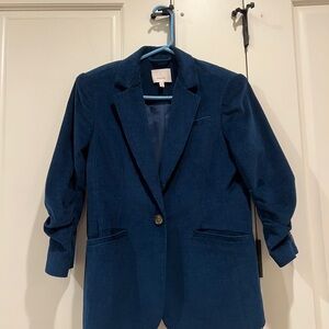 Cinq à Sept Deep Blue Corduroy Blazer